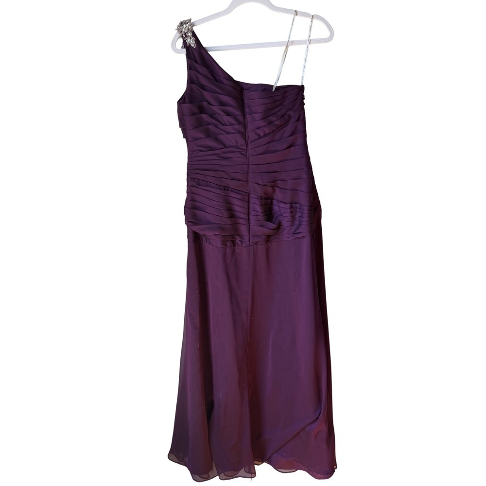Jade Couture Dress Mother of the Bride Groom Ruched One Shoulder Purple Size 6 - Picture 2 of 16
